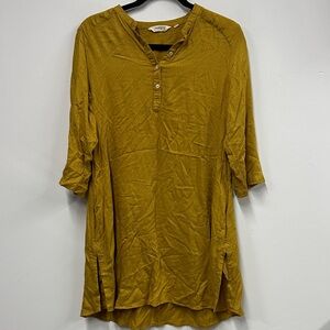 Marigold lane Elegant Mustard yellow Button-Down Tunic L